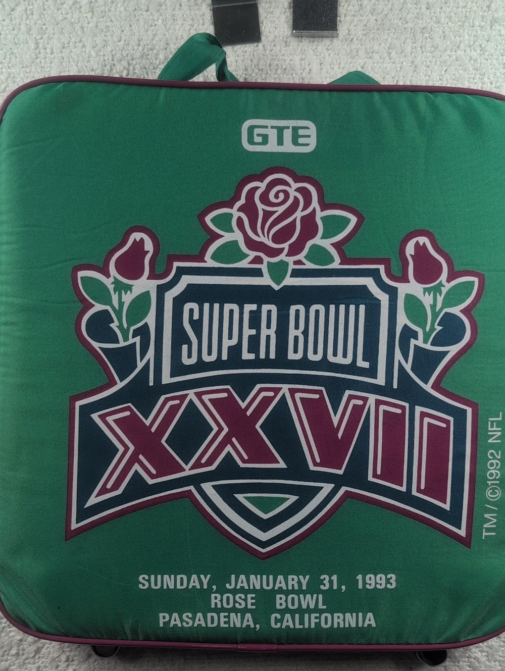 Super Bowl XXVII Green Decorative Cushion Cover w Bag